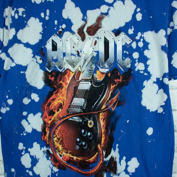 ACDC Guitar Blue Tie Dye Band T Shirt Unisex Licensed Music Tee Merch XL - Picture 4 of 6